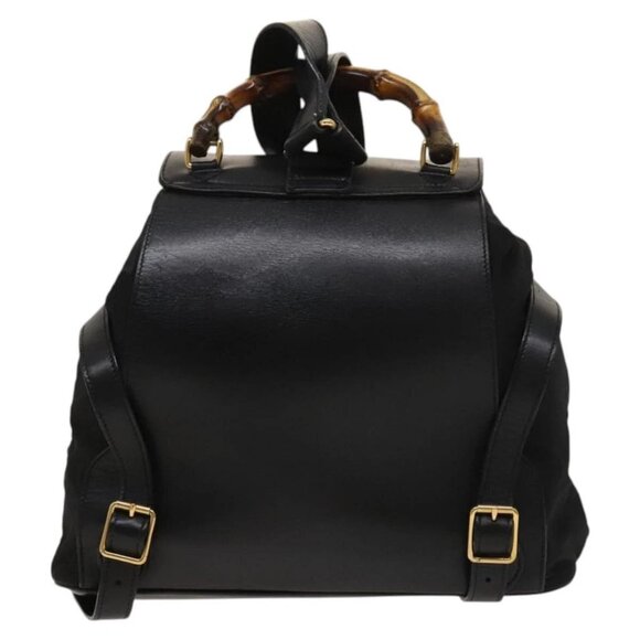 GUCCI Bamboo Backpack Leather Black Auth - Picture 2 of 16
